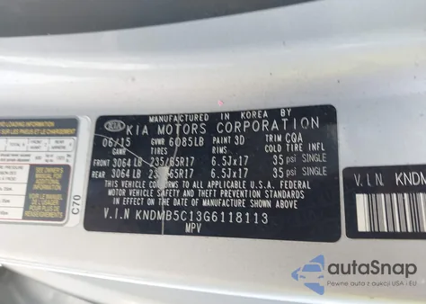 2016 Kia Sedona Lx from USA, damaged, VIN KNDMB5C13G6118113